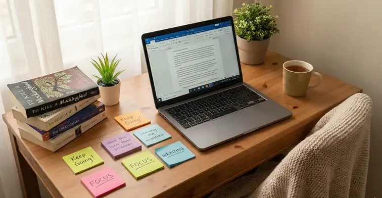 Image of a Motivational Home Study Workspace