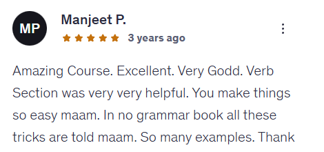 Review image of English Grammar (Advanced Level) Certificate Course