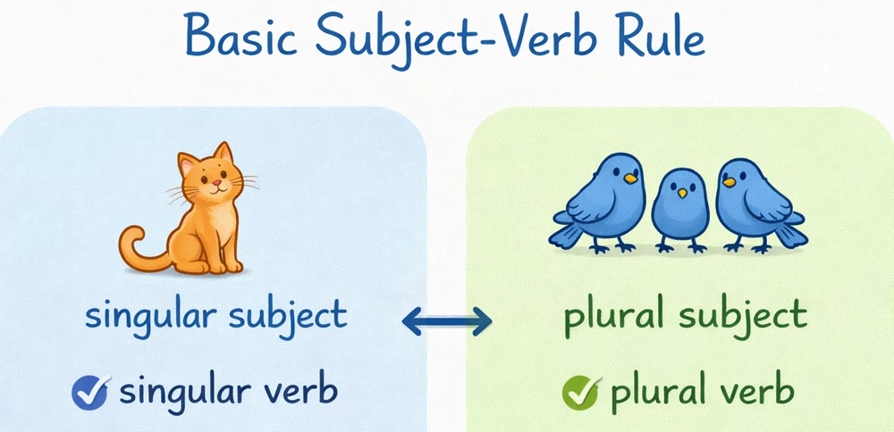 Image of basic subject-verb agreement rule