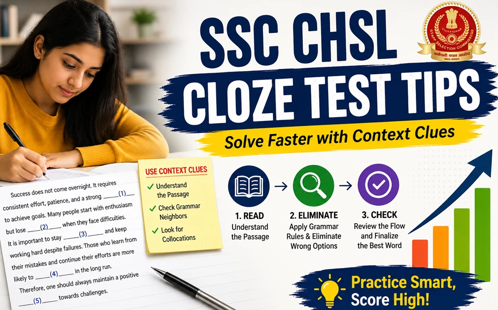 SSC CHSL Cloze Test tips with context clue method for English exam preparation