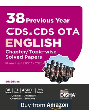 Book image of Disha 38 Previous Year CDS & CDS OTA English Topic-wise Solved Papers Phase I & II (2007 - 2025) 6th Edition