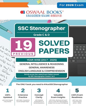 Book image of Oswaal SSC Staff Selection Commission Stenographer Grade C & D 19 Previous Years Solved Papers (2017 to 2025) 