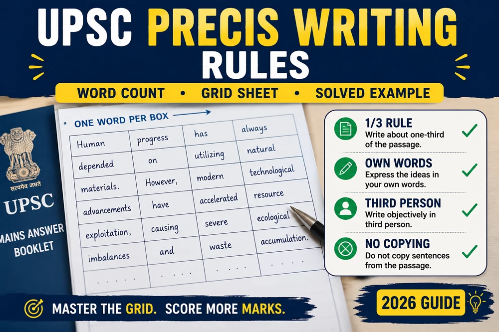 Image showing UPSC Compulsory English precis writing rules