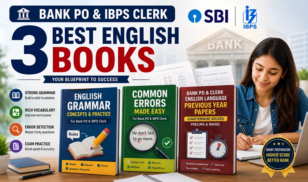 Image of English preparation books for Bank PO / IBPS Clerk exams