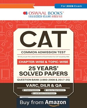 Book image of Oswaal CAT (COMMON ADMISSION TEST) | 25 Years’| Chapterwise & Topicwise | Solved Papers