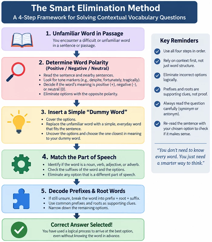Elimination flowchart for Contextual Vocabulary Questions